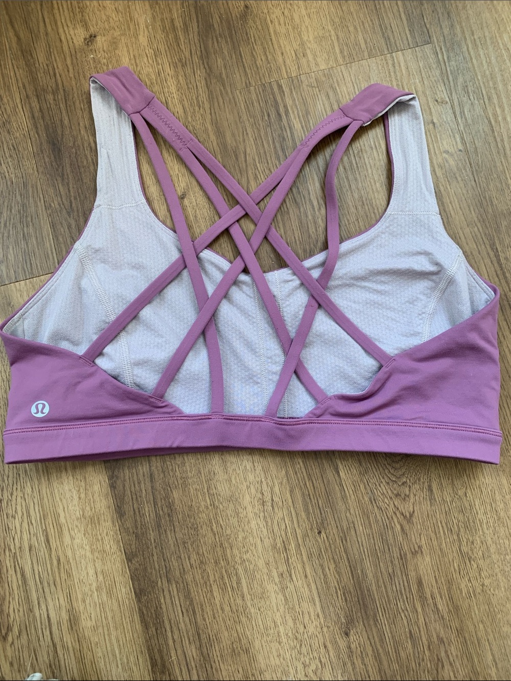 Lululemon athletica Mauve Pink Strappy Crisscross Back Sports Bra